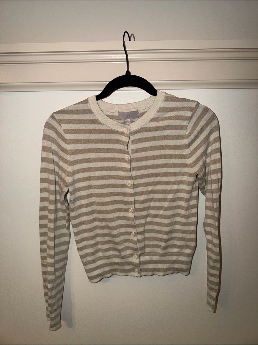 H&M Tan and White Striped Cardigan Size XS